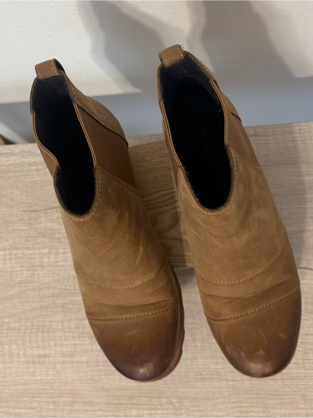 Sorel Lea Wedge Joan of Arctic Chelsea Boot Brown Leather Waterproof Lug Sole 7 - Picture 5 of 7